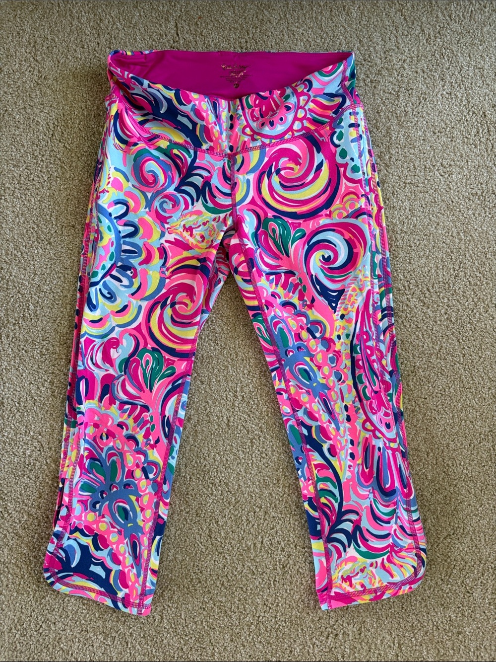 Lilly Pulitzer Multicolor Swirl Weekender Cropped Leggings - Pink, Blue, Green